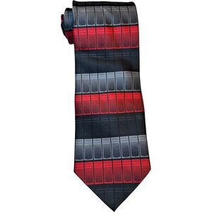 Giorgio Brutini Polyester Geometric Necktie Tie Men's Size 56" Black Red Gray